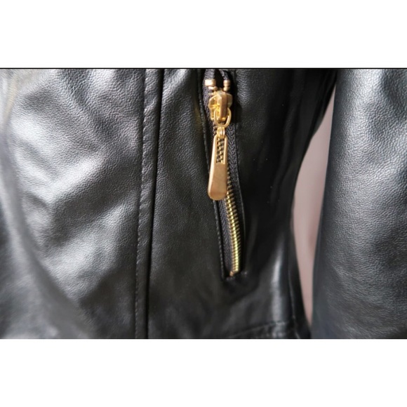 Black Faux Leather Moto Jacket - Picture 4 of 4